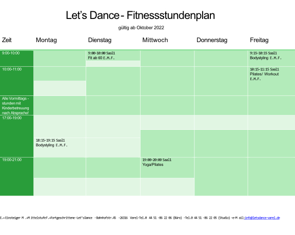 Fitnessstundenplan