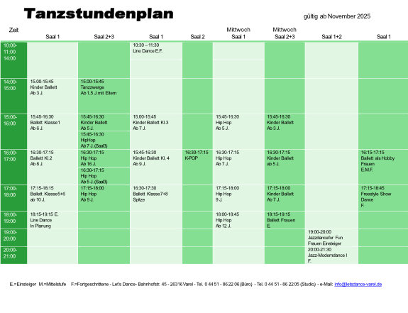 Tanzstundenplan