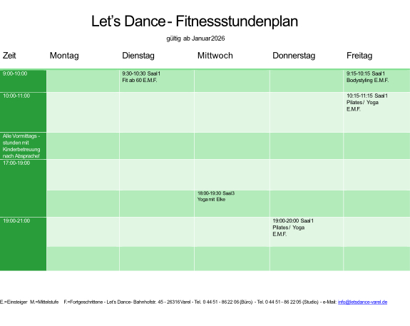 Fitnessstundenplan