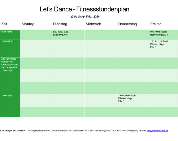 Fitnessstundenplan